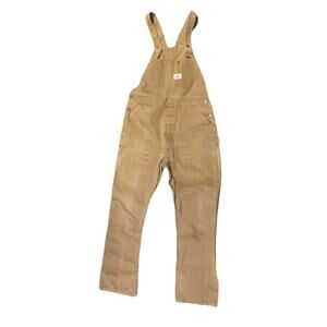 Round House Duck Canvas Overalls 38x36 Brown Workwear Made in USA Double Knee